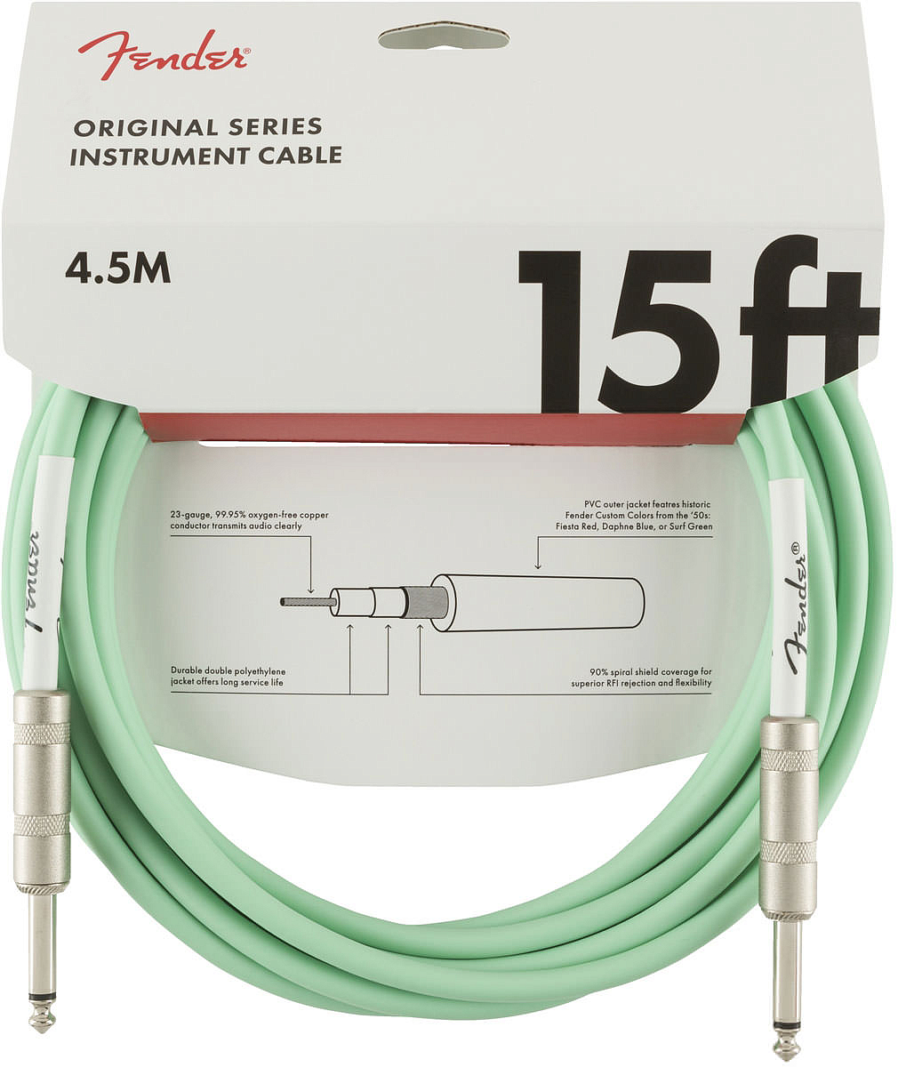 FENDER 15" Original INST CABLE Surf Green - фото 1