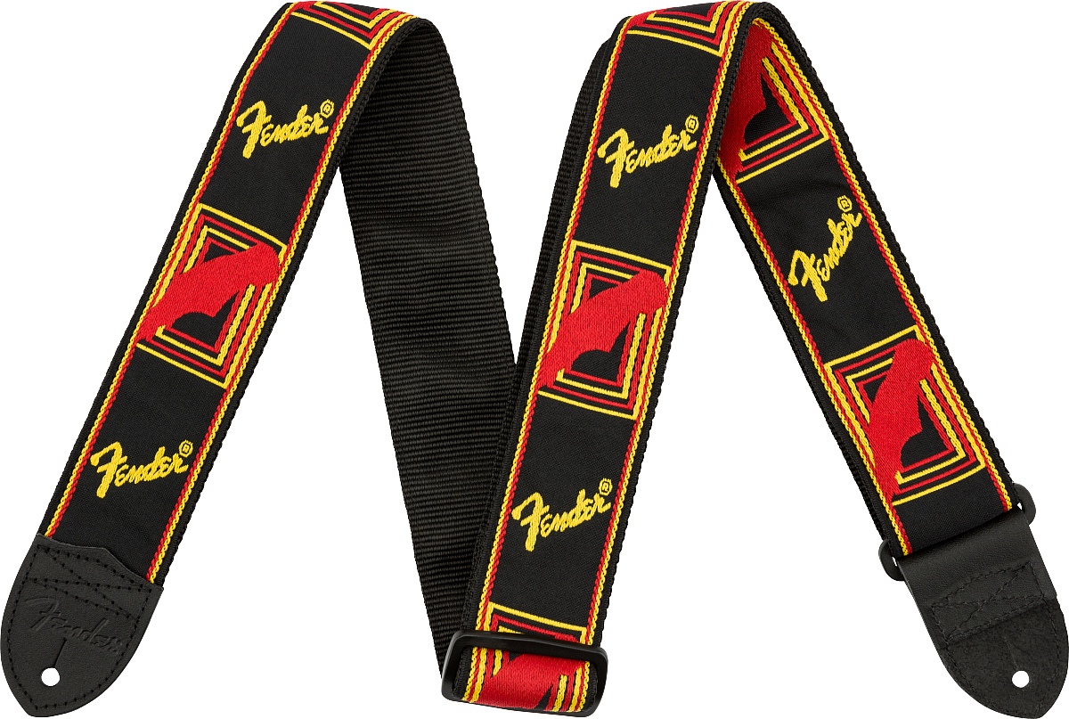 FENDER 2` MONOGRAMMED STRAP BLACK/YELLOW/RED