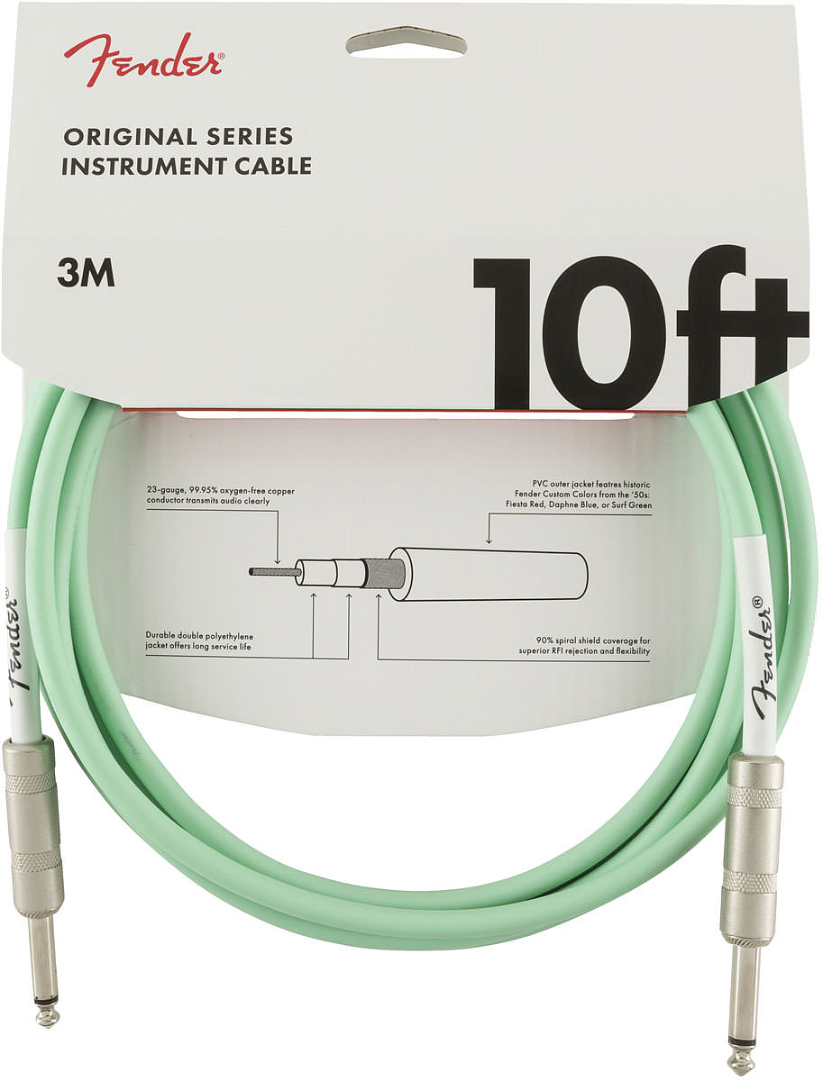 FENDER 10" Original INST CABLE Surf Green - фото 1