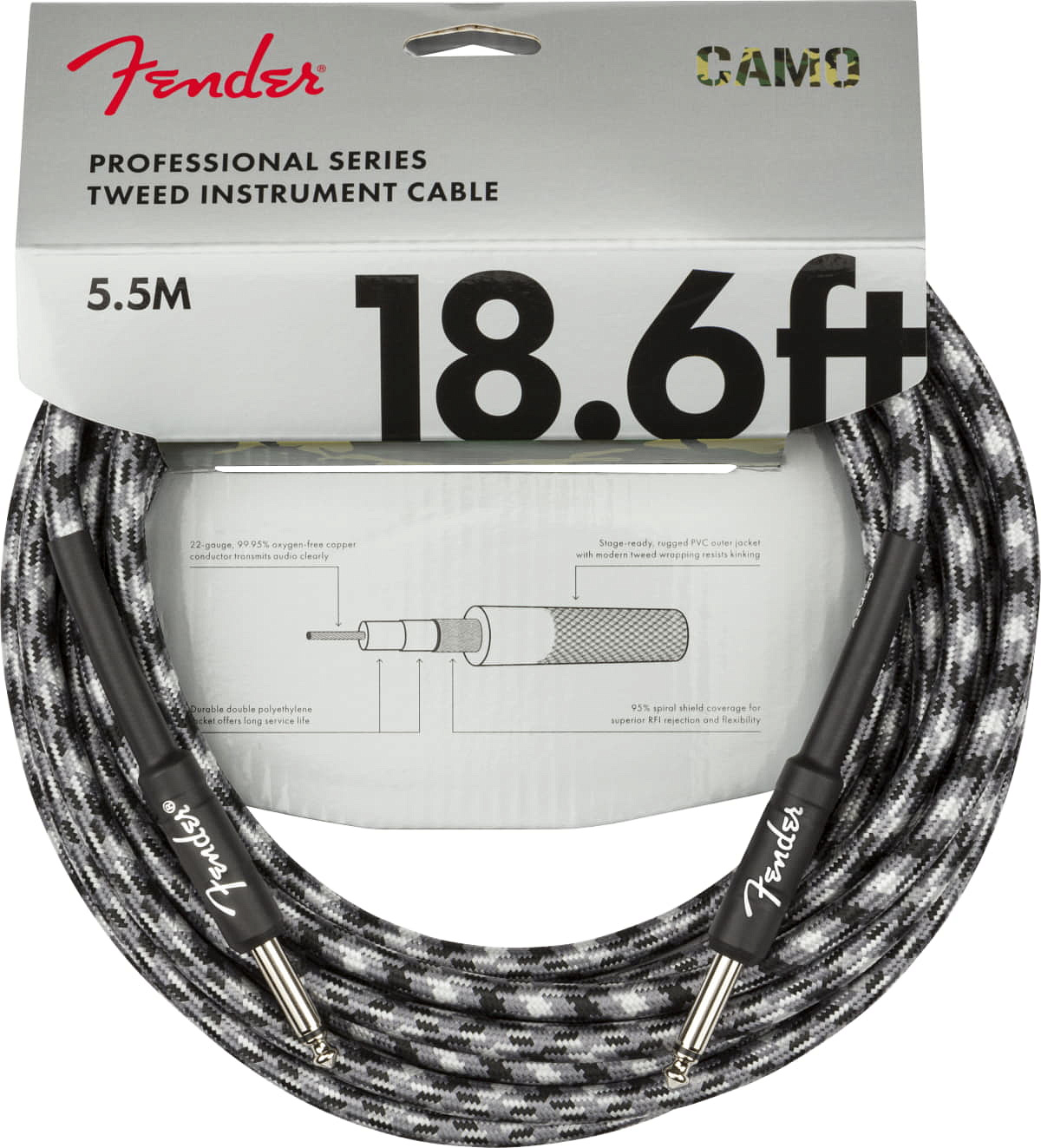 FENDER PRO Series INST Cable 18.6" Winter Camo – фото 2