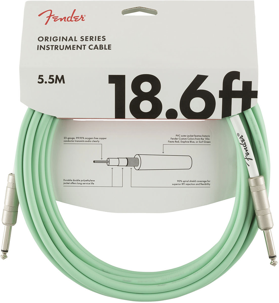 FENDER 18.6" Original INST CABLE Surf Green - фото 1