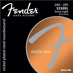 FENDER Super 5250 Bass Strings, Nickel-Plated Steel Roundwound, Short Scale, 5250XL .040-.095, (4)