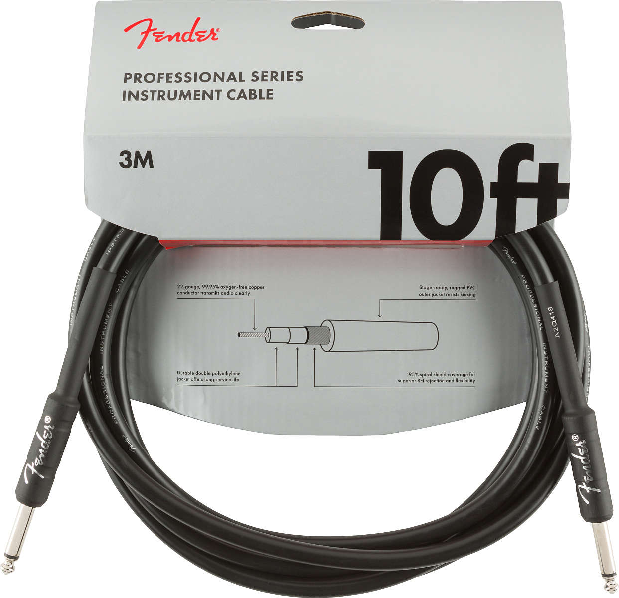 FENDER 10" INST CABLE Black