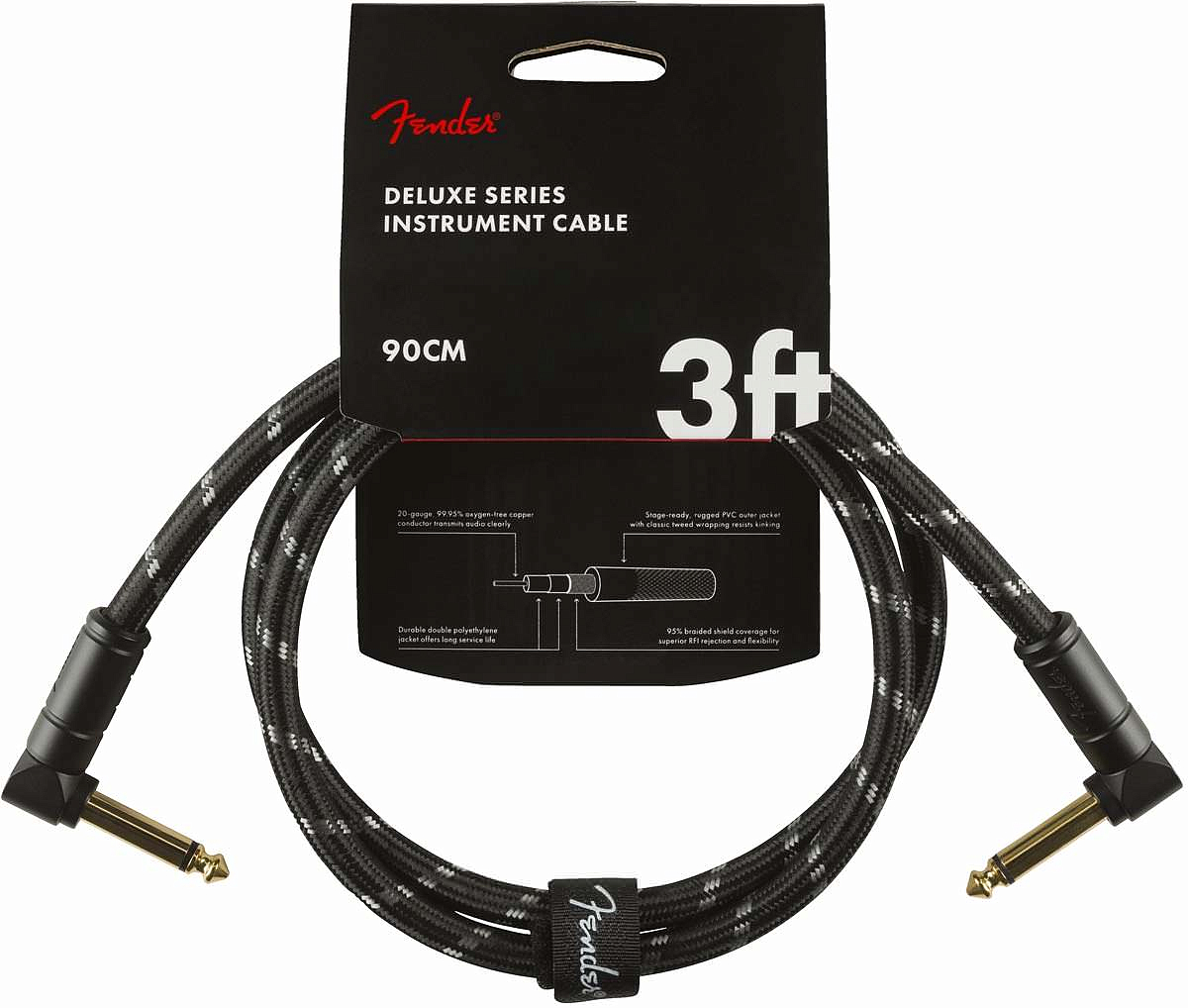 FENDER DELUXE 3" INST CABLE Black Tweed